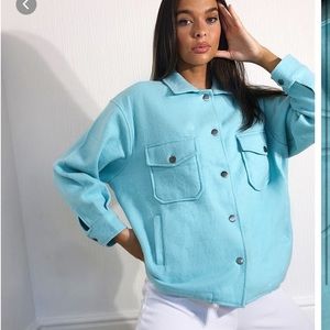 Pocket front shacket